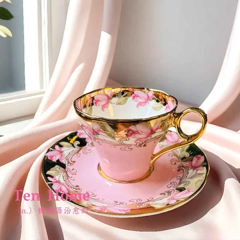 

Trendy Meditation Elegant High-quality Bone Porcelain Tableware Cup Tea Set European Tea Cups Coffee Sets Mug Saucer Drinkware