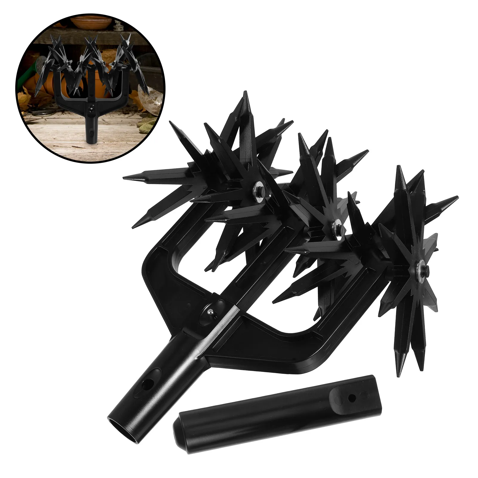 1Set Garden Soil Scarifier Plastic Rotary Cultivator Hand Held Tool for Mixing Loosening Soil Gardening Tiller for Reseeding
