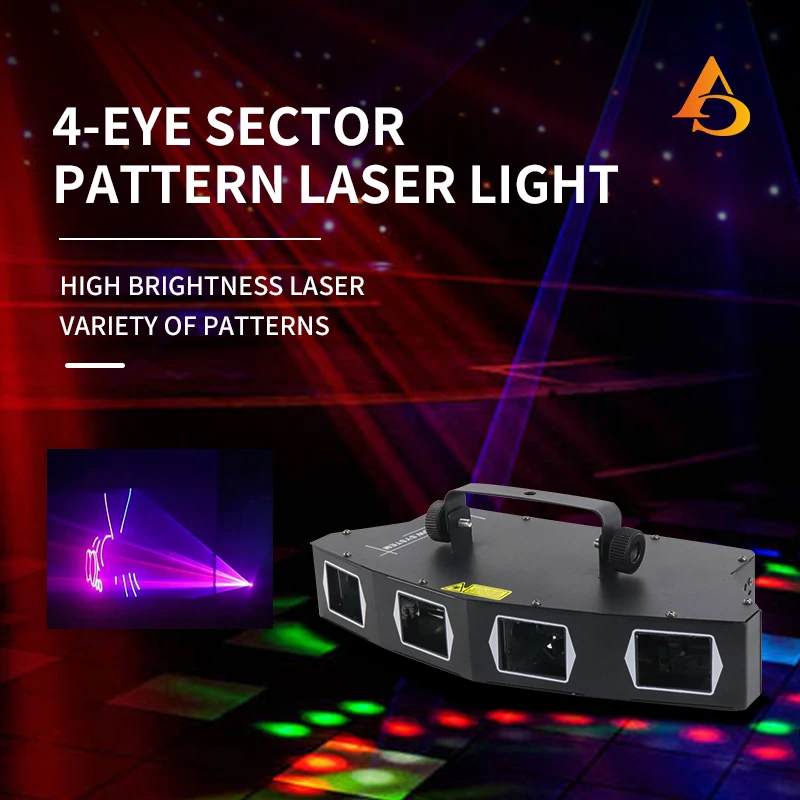 4 Lenses DMX Laser Stage Light Projector RGB Beam Disco Show DJ Party Light