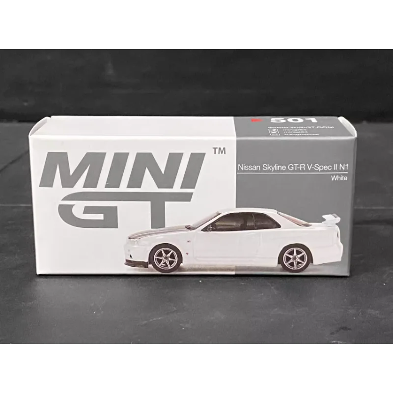 Modèle de voiture en alliage moulé sous pression MINIGT, échelle 1:64, Nissan Skyline GTR R34, jouet de collection, cadeau, affichage Souvenir, ornement