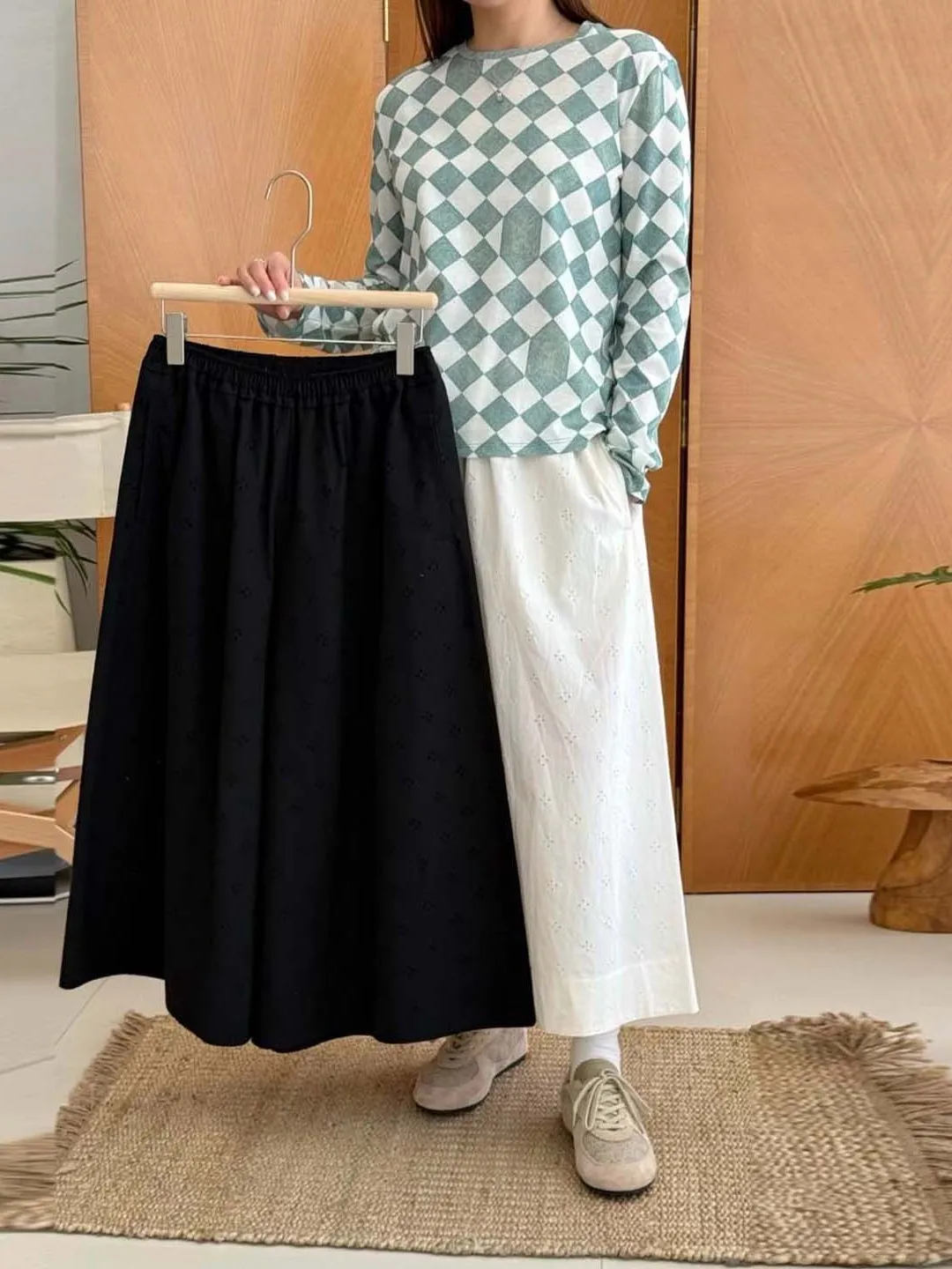 

Pure Quality Women's Casual Pants Loose Cotton Fabric Pleated Skort Hole Selection Spring Summer New Arrival Casual Trousers