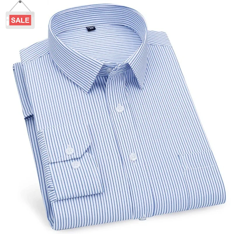 

Мужская повседневная деловая рубашка с длинным рукавом — классическая полосатая клетчатая клетчатая рубашка фиолетового и синего цвета на пуговицах спереди для социального платья RIYBEOE