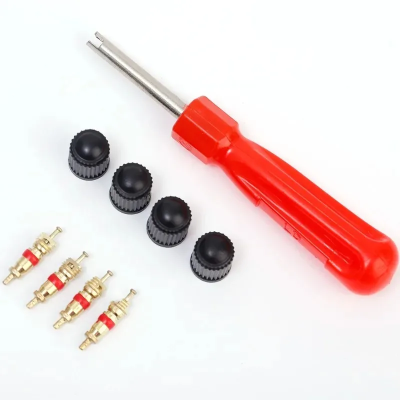 Tire Valve Core Removal Installation Kit Car Bicycle Slotted Handle Tire Valve Stem Core Remover Tire Repair Install Set Tools