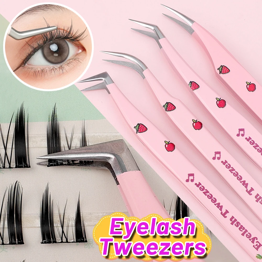 Eyelashes Tweezers for Lash Extension Tools Stainless Steel High Precision Lash Tweezers Multi-function Lash Makeup Accessories