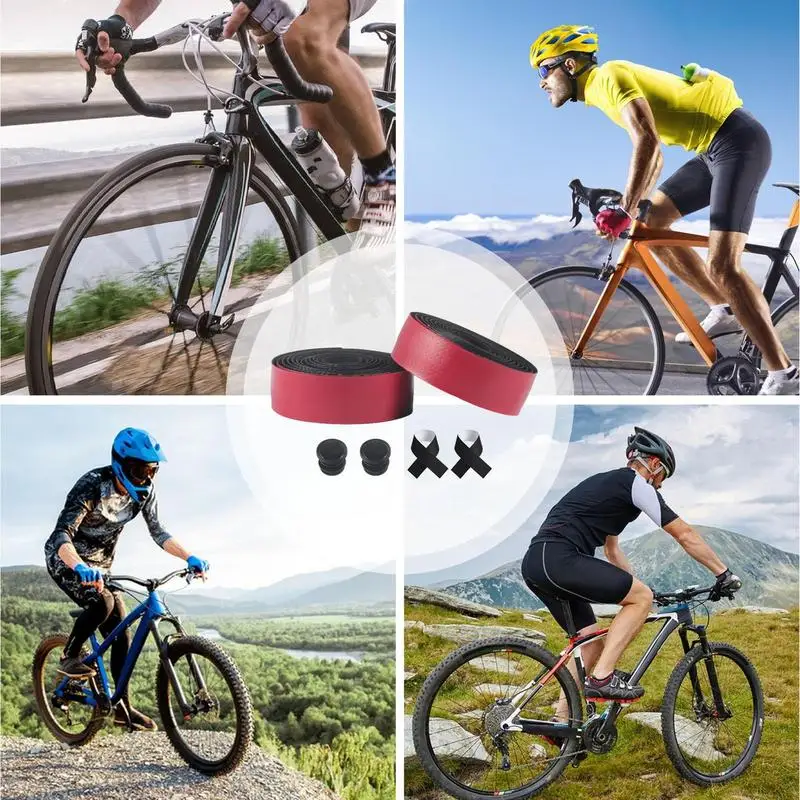 Cycling Bar Tape 2 Rolls Handlebar Grip Tape Non-Slip Cycle Handle Wraps Shock-Absorbing Bar Tapes Grip For Road Mountain And