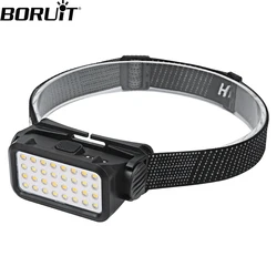 BORUiT K351 LED potente faro tipo-C ricaricabile luce calda faro impermeabile torcia da campeggio lanterna da pesca