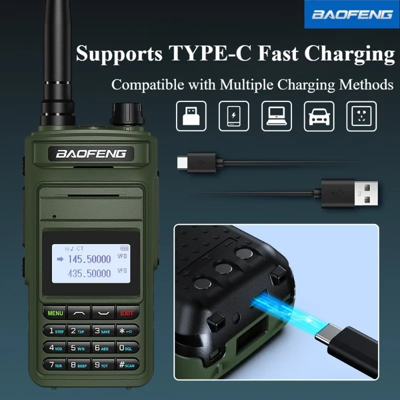 جهاز اتصال لاسلكي BAOFENG P15 UV ثنائي المرحلة سماعة مدنية 999 قنوات ملونة عالية الطاقة راديو بحري لاسلكي مع سماعة رأس