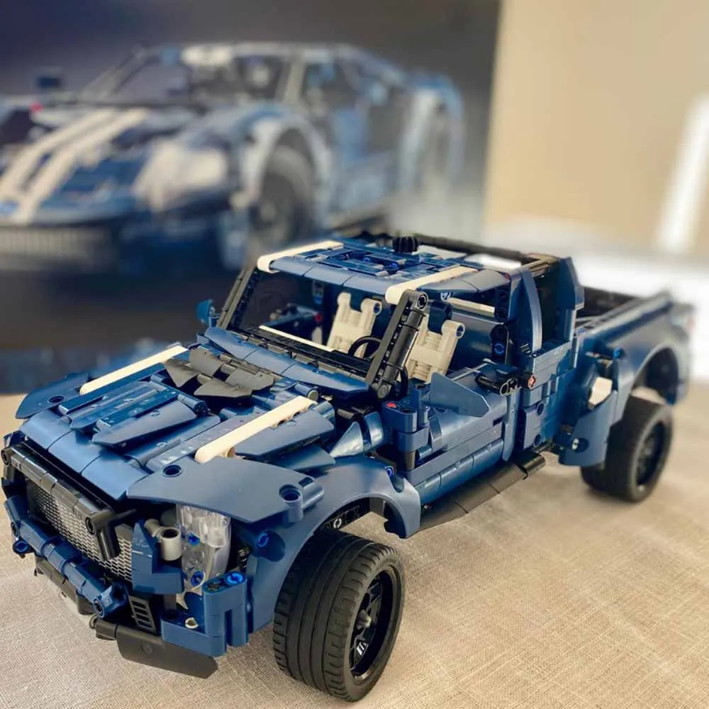 Ford GT Pickup Truck Muscle Sports Car Technical MOC Building Blocks Bricks Model Racing Vehicle Assemble Toys Kids Adult Gift