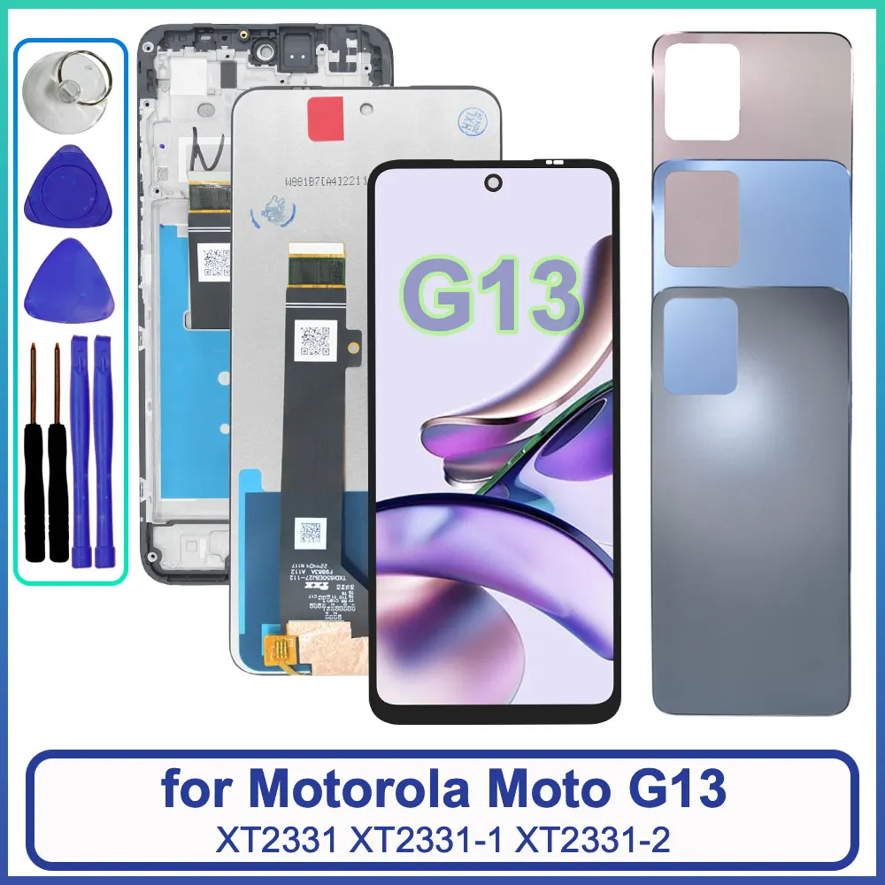 100% Tested LCD for Motorola Moto G13 LCD Display Touch Screen Digitizer Assembly Replacement for Moto G13 XT2331 Mobile Phone