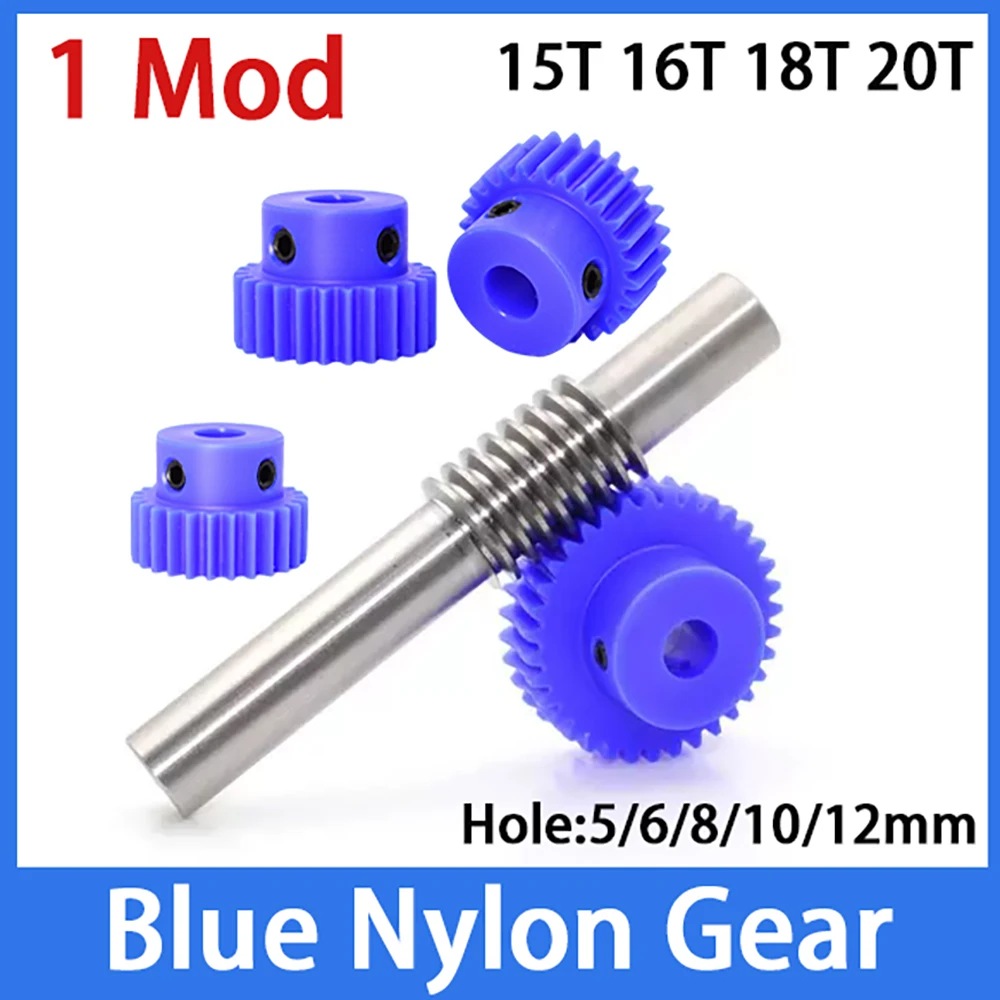 1-8Pcs 1 Mod Motor Gear Blue 1Type Mechanical Transmission Plastic Gears Bore 5/6/8/10/12mm 15T 16T 18T 20T Nylon Spur Gear