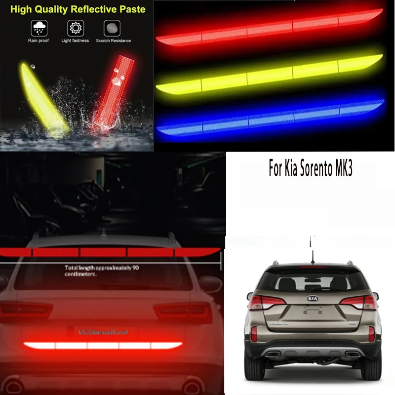 

For Kia Sorento MK3 1pcs Reflective Warning Safety Tape-Car Trunk Anti-Collision