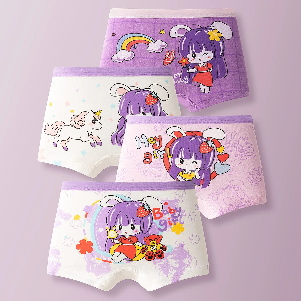 4 pçs algodão meninas calcinha macia bebê adorável personagem padrão dos desenhos animados calcinha estudantes boxer briefs crianças roupa interior boxers