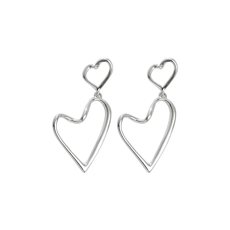 

Little Sweet Potato Popular Double Heart Earrings, Light Luxury, Simple Exaggerated Personality, Temperament, Elegant Earrings