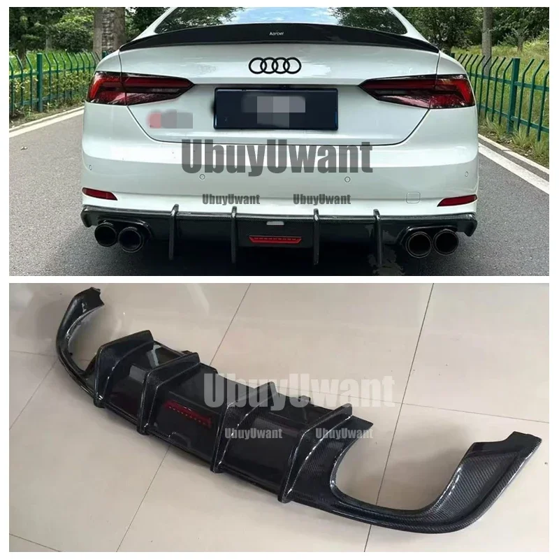 For Audi A5 S line S5 SPORT 2017 2018 2019 Carbon fiber rear bumper rear lip diffuser Exhaust plate separator view 2