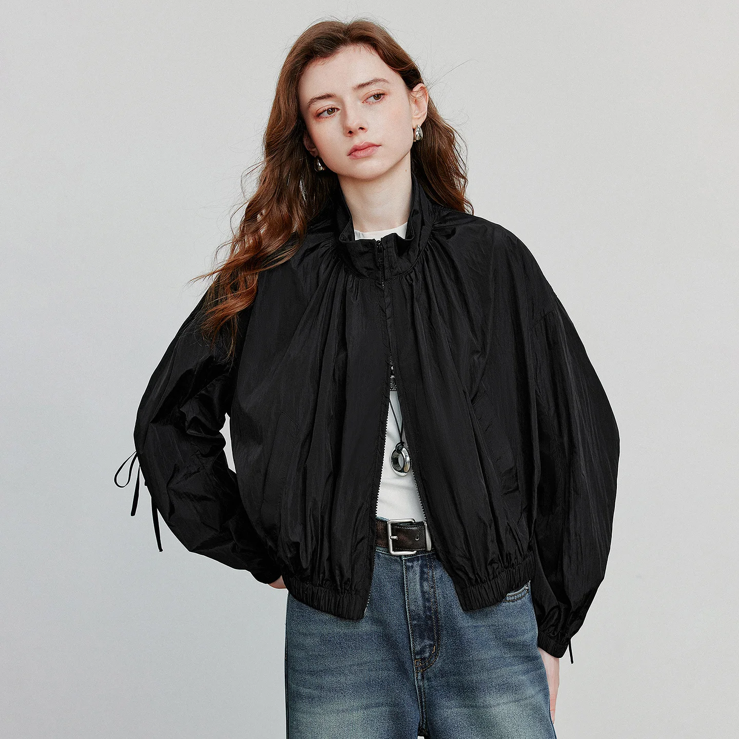 TOYOUTH Frauen Mantel 2025, Herbst Neue Alte Geld Stil Sonnenschutz Stehkragen Jacke Mantel Weinrot