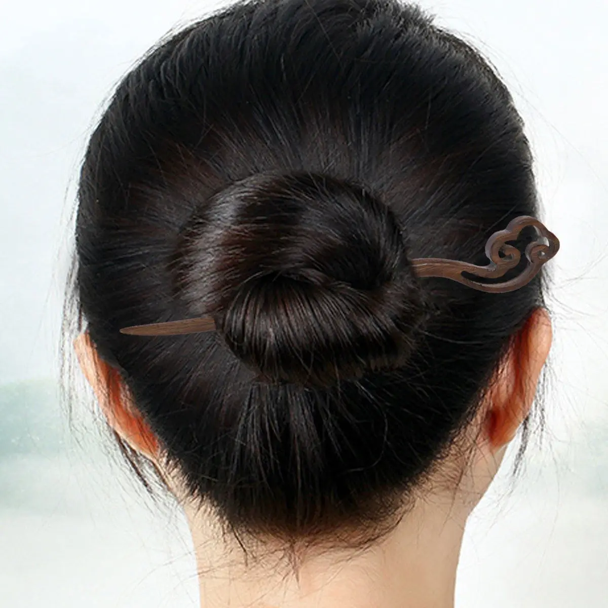 

Vintage Natural Wood Hairpin Green Sandalwood Retro Hair Chopsticks Elegant Chignon Pin Decorative Hair Accessory for Women