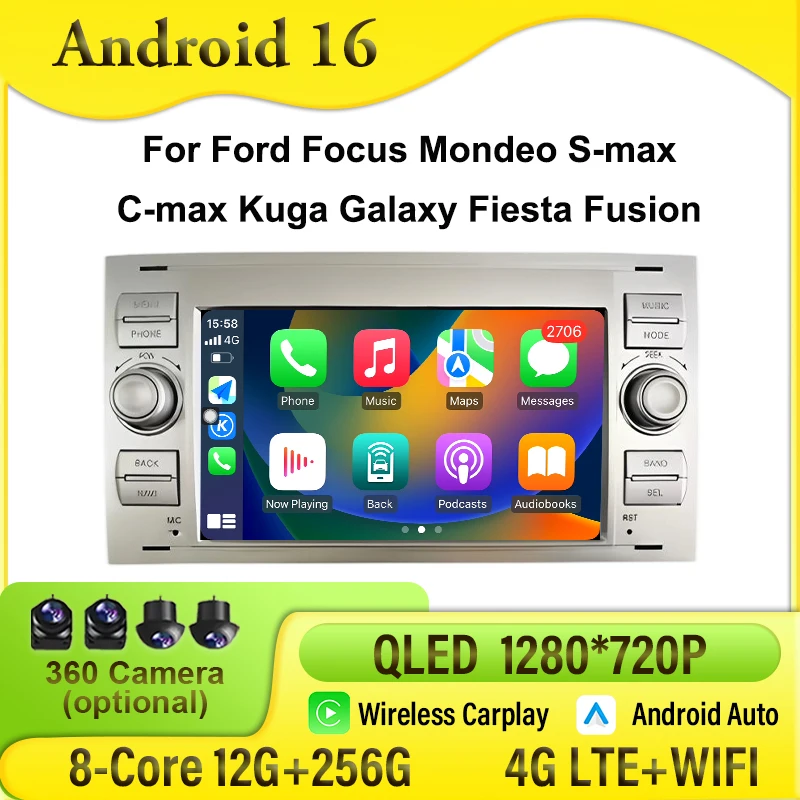 7'' Android 16 Car Radio For Ford Focus Mondeo S-max C-max Kuga Galaxy Fiesta Fusion Stereo CarPlay Auto Multimedia Video WIFI