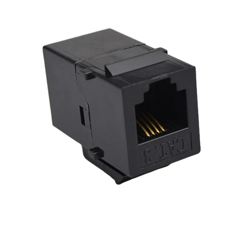 Pass Through Phone Jack Connector In Black Keystone Plug CAT3 RJ11 Telephone Socket Female To Female Telecom Slot