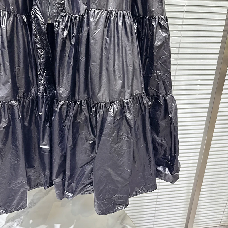 Kbq minimalista sólido emendado dobras uma linha saias longas para mulheres cintura alta temperamento saia feminina outono moda estilo novo