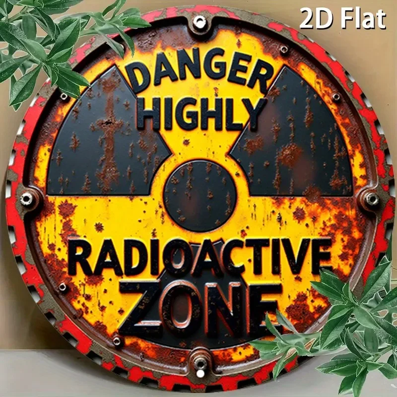 Retro Warning Wall Decor Round Aluminum Sign 2D Flat Printing 