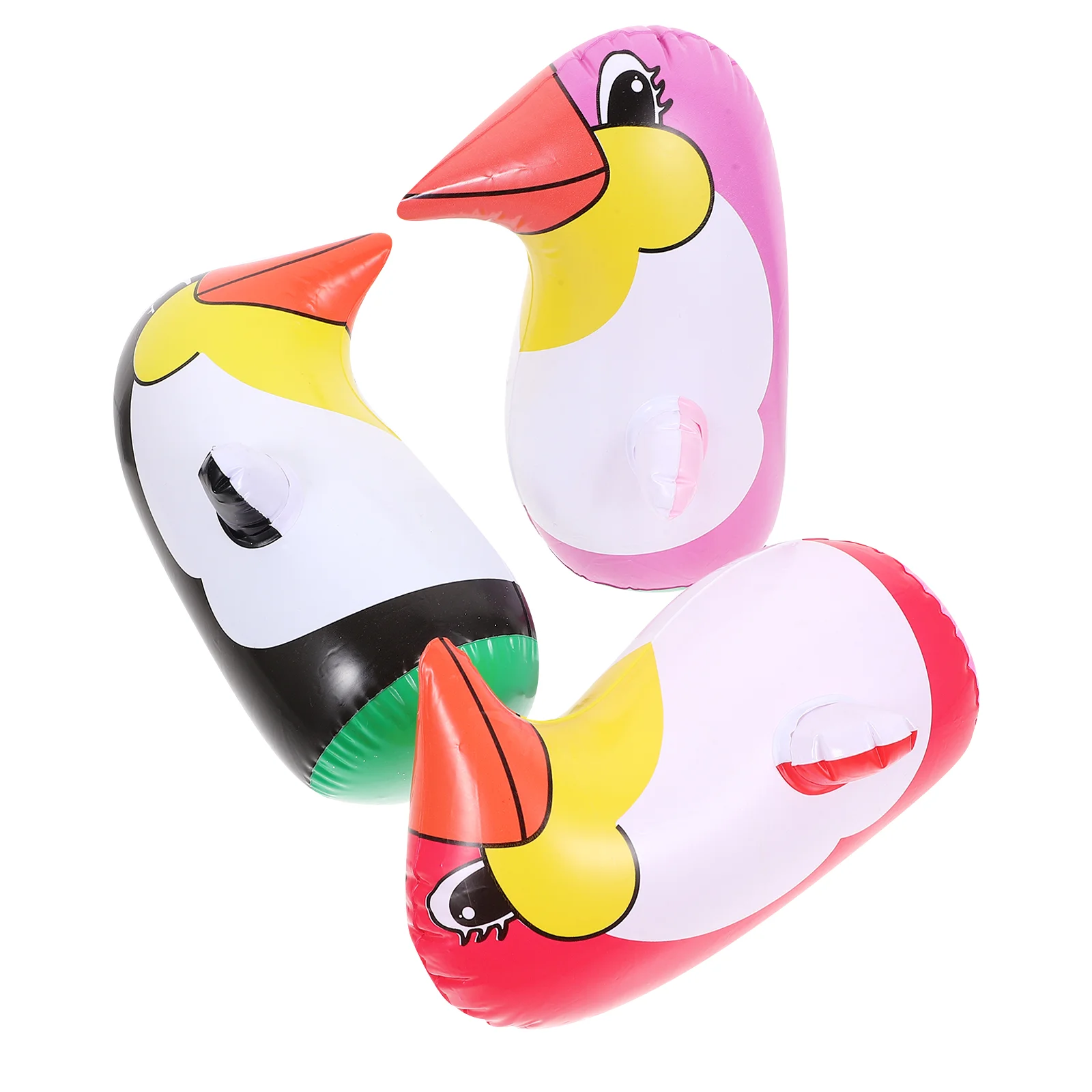 Juguete inflable de pingüino de perforación para niños, vaso de juguete, accesorio de fiesta para niños, 22cm (Color aleatorio), juguete de perforación, 3 uds.