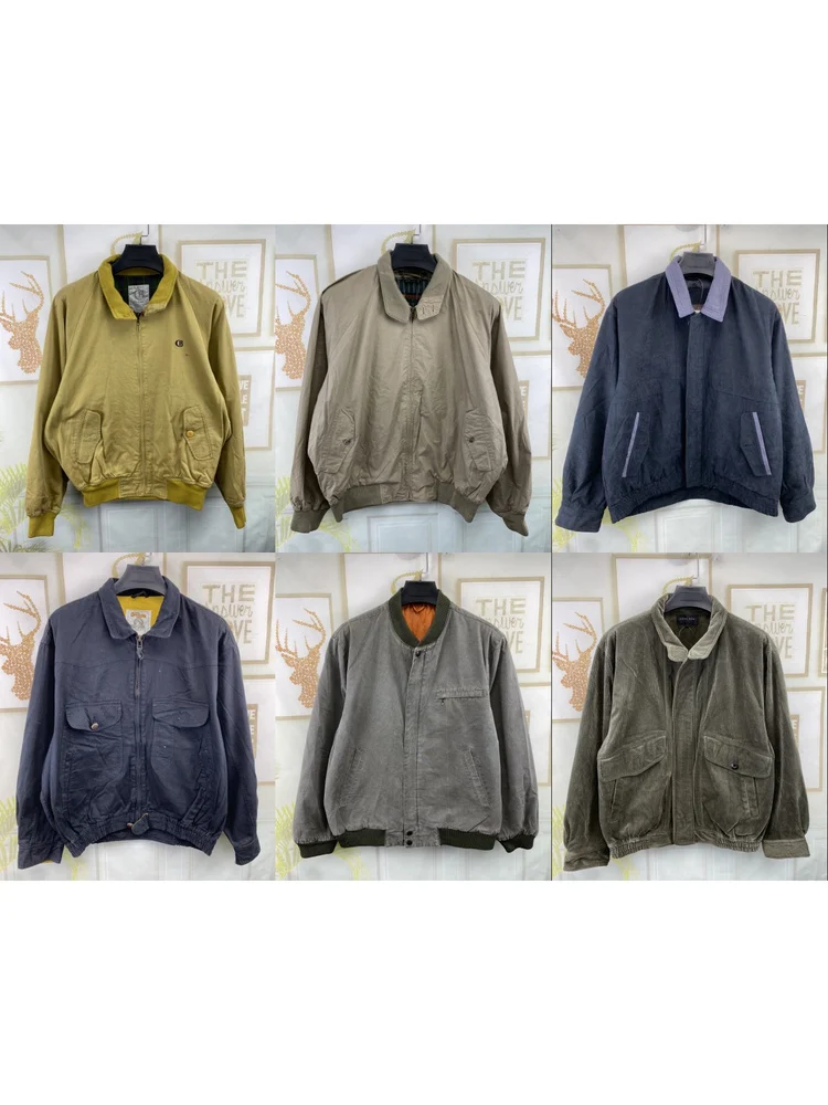 

Vintage Loose Fit Jaet Embroidered Outerwear American Workwear Sle Youth Cotton Zipper Closure Stand Collar Spring Autumn