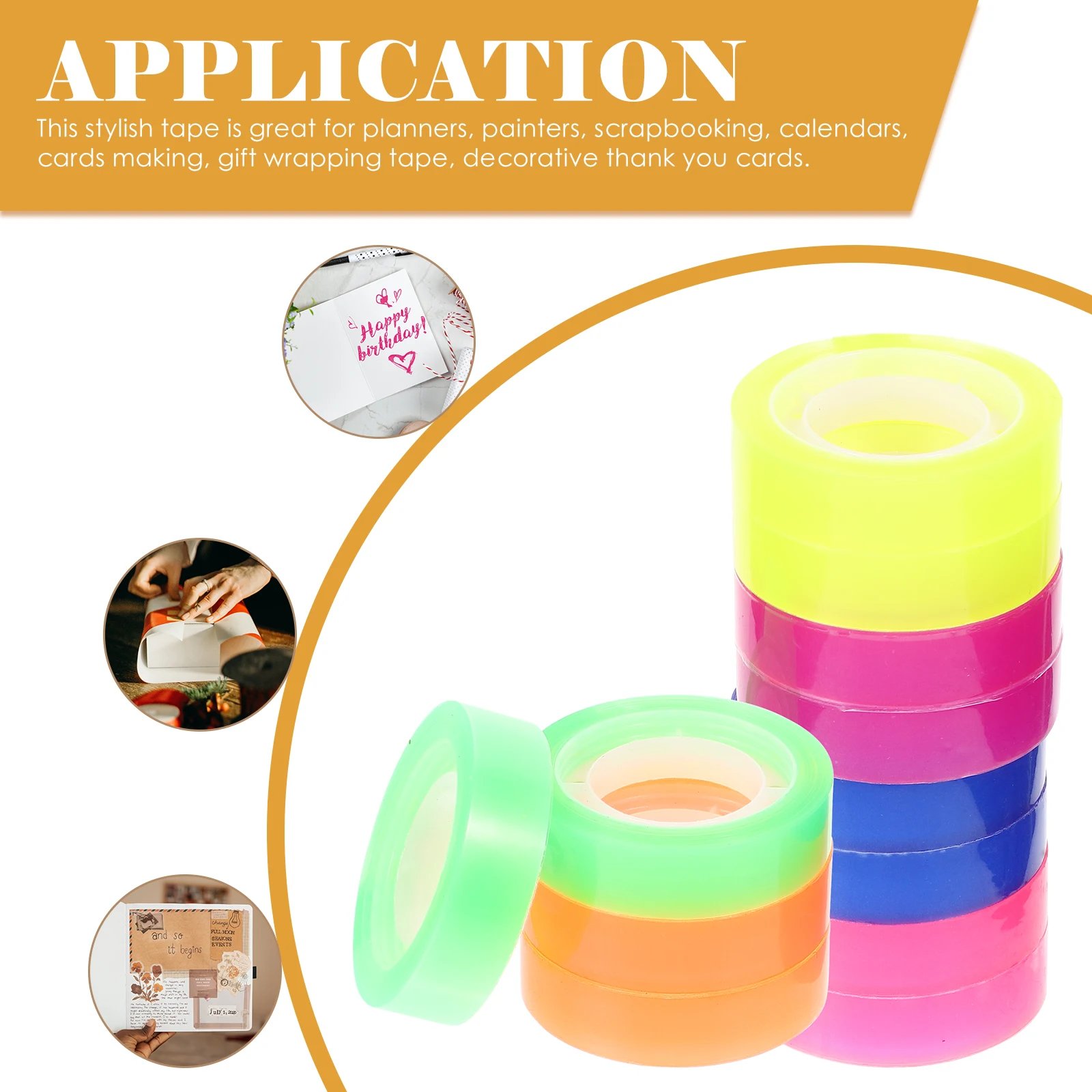 

12 Pcs Colorful Decorative Tape DIY Craft Tapes Clear Adhesive Scrapbooking Sticky Tape