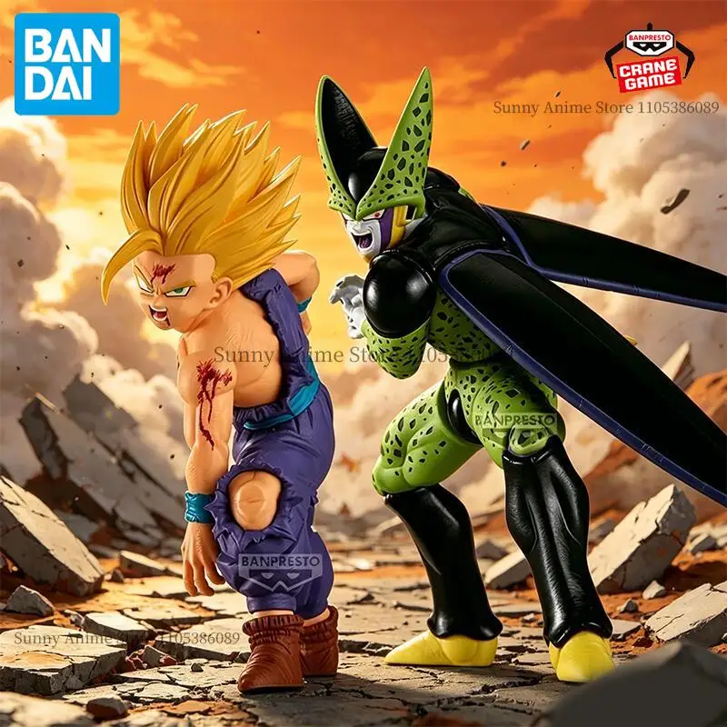 Figura de Acción Original de Bandai Banpresto, Dragon Ball Z Match Makers, Perfect Cell Vs Super Saiyan 2 Gohan, Figura de Anime, Juguete de Dibujos Animados