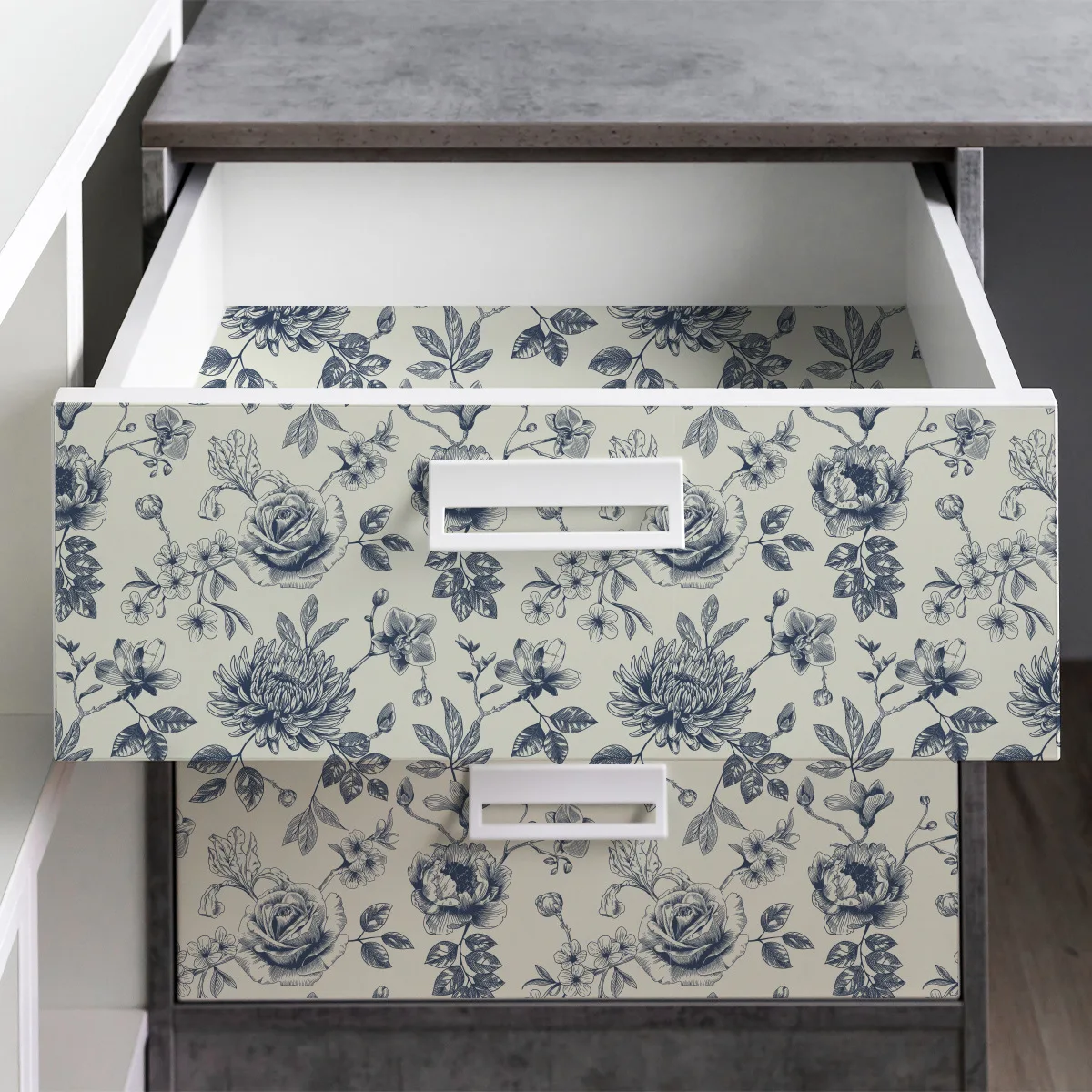 

Vintage Blue Flower Wallpaper Boho Rose/Chrysanthemum Floral Removable Wall Decor Contact Paper Bedroom Bathroom