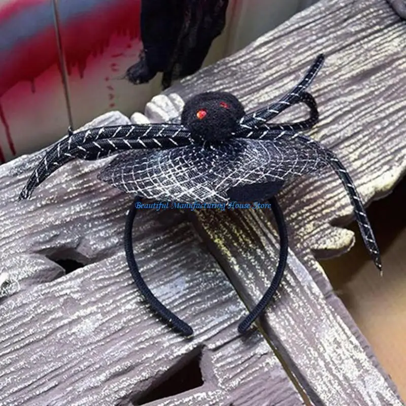 E56A قبعة علوية وعناكب سوداء للشعر، حامل شعر، حامل شعر للهالوين، زي حفلات تنكرية، أغطية رأس للأطفال والنساء