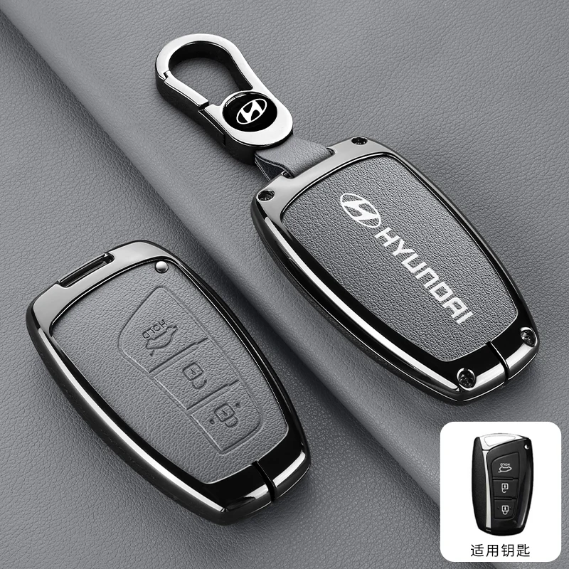 Nouvelle coque de protection pour clé de voiture en métal pour Hyundai Grandeur HG Sedan Santa Fe 3DM Grand SantaFe 2018 IX45 EQUUS Azera