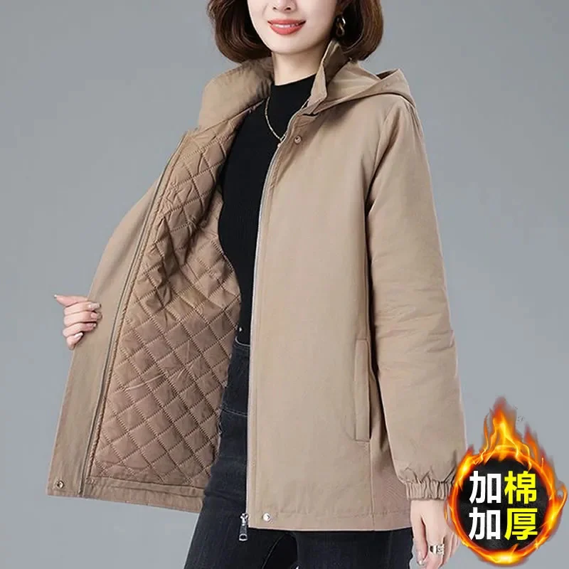 Jaqueta puffer feminina parkas outono inverno 2025 novo casaco acolchoado de algodão de alta qualidade com capuz jaqueta de algodão solta senhoras outwear