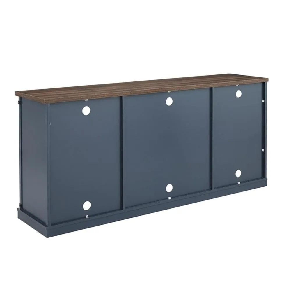 

68in Media Console TV Stand Navy Walnut Top Living Room Furniture ,