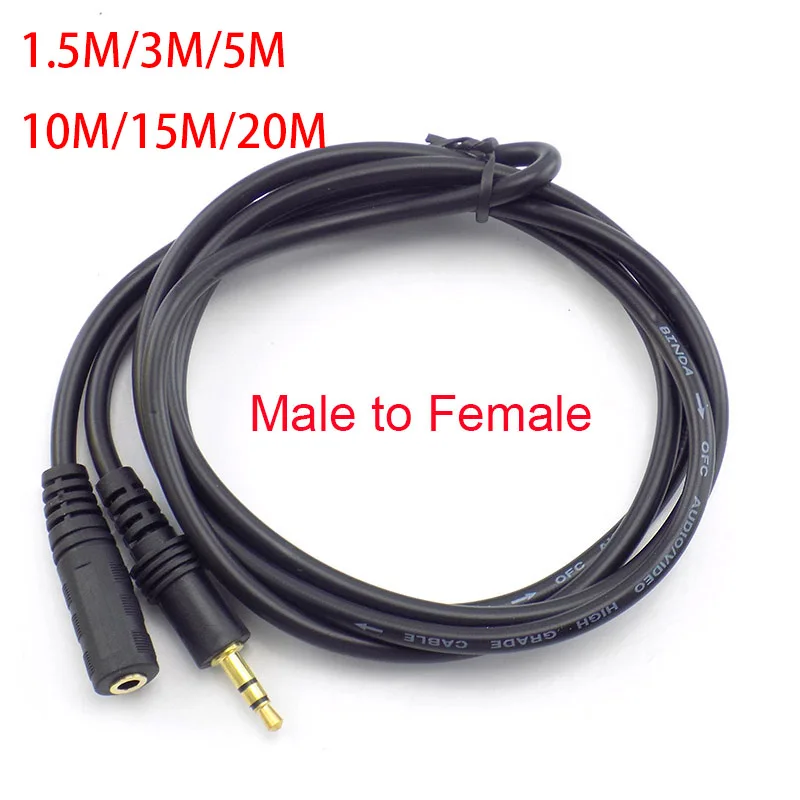 3.5mm Audio Extension Cable Cord Stereo Male to Female for Headphone TV Computer Laptop MP3 MP4 Earphone E2
