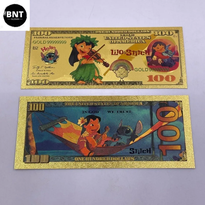 Disney-figura de acción de Lilo & Stitch, decoración de papel de aluminio dorado, figura de juguete Q, regalo de cumpleaños para niños