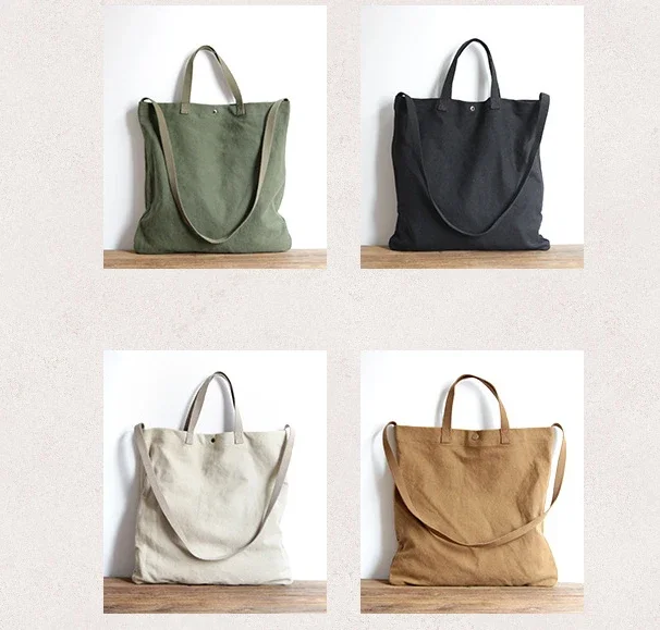 High Quality Casual Canvas Tote Bag Women Leisure Fabric Messenger Bag Female Simple Design Portable Top-handle Bag Shoulder Bag