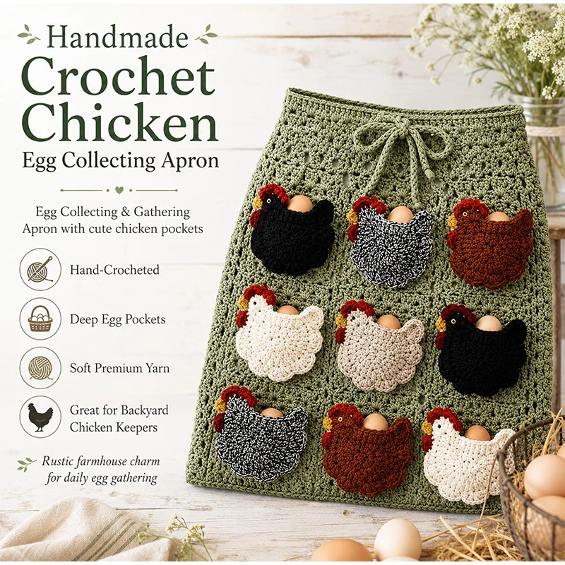 Handmade Crochet Chicken Egg Collecting Apron Egg Picking Apron Creative And Interesting Egg Storage Pocket Not Occupying Hands