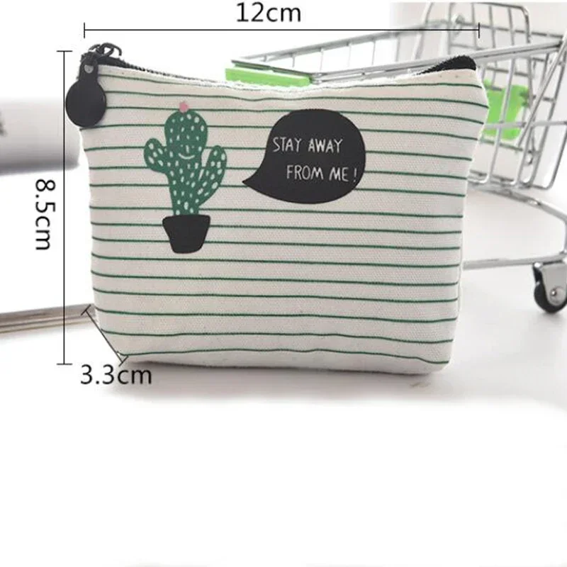 Random Cactus Pattern Small Fresh Style Mini Coin Purse Key Cards Wired Headset Classification Storage Bags Coin Pouch