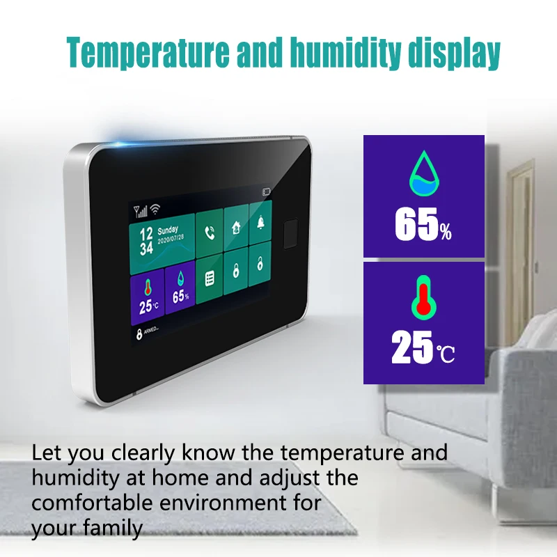 Color Touch Screen Home Security Alarm System 4.3 Inch Wireless Connect 433Mhz Infrared Motion Detector Door Sensor Alarm System