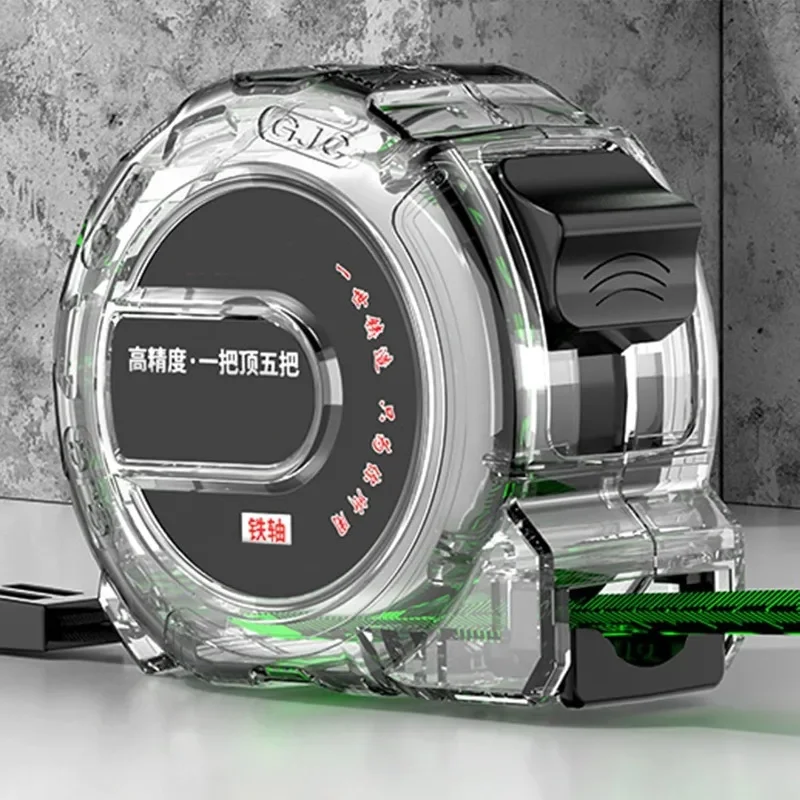 شريط قياس قابل للسحب عالي الدقة أداة نجارة حافظة شفافة مطلي بالفولاذ المقاوم للصدأ للقياسات 10 متر 32.8 قدم #5