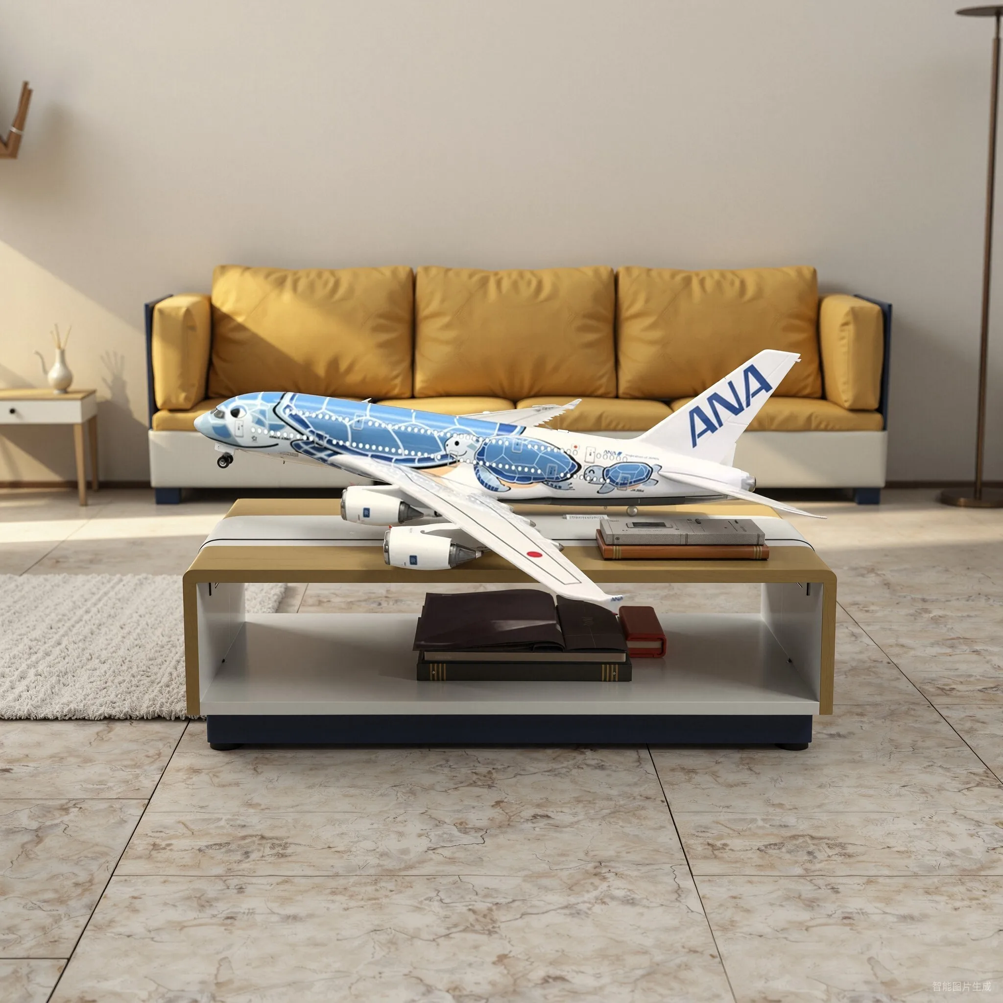 

47cm Airbus A380 neo Resin a380 Cartoon style turtle Airplane Model With Landing Gear Wheels&Lights Home Collection Adult Gift