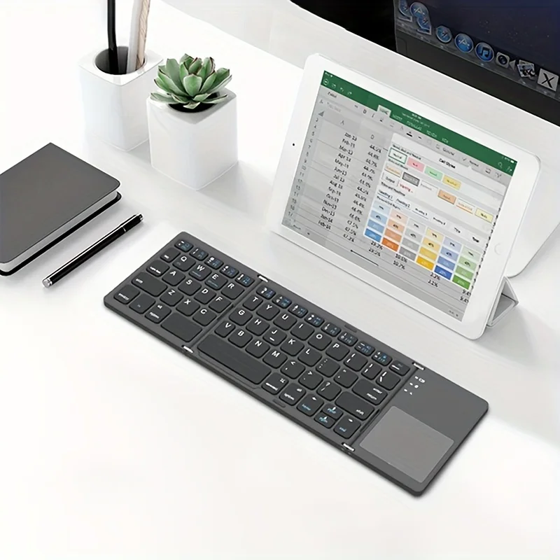 Foldable Bluetooth Keyboard Portable Wireless Keyboard for iOS Android Windows System Tablet Notebook Laptop Travel Office Use