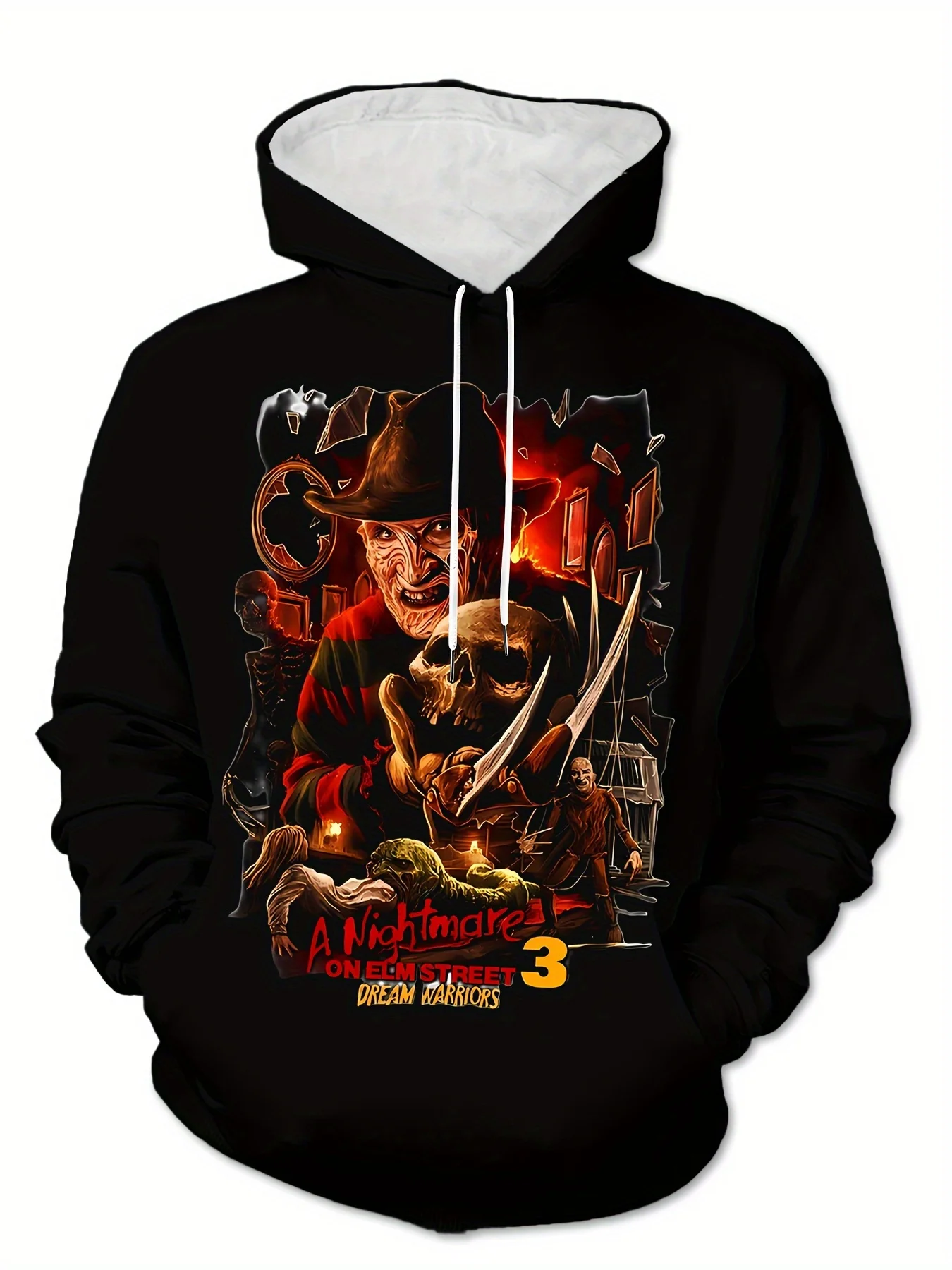 سويت شيرت بقلنسوة للرجال من Freddy Krueger A Nightmare on Elm Street - طباعة فيلم رعب ثلاثي الأبعاد، قماش متماسك قابل للتمدد
