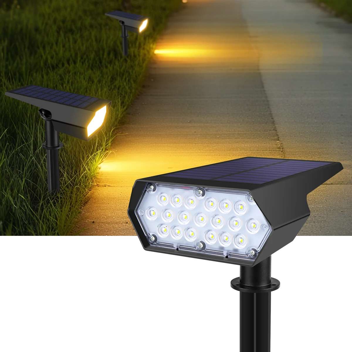 

LED Light Sensor Control Rechangeable Solar Light Dusk to Dawn Spotlight Waterproof Oudoor Garden Wall Lawn Night Lamp Decor