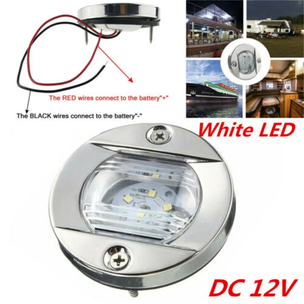 Luz LED de popa redonda para barco, lámpara trasera blanca fría, accesorio para yate, azul y blanco, CC de 12V