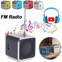 Mini FM Radio USB Rechargeable Portable Radio Digital FM Radio Receiver LCD Display Stereo Loudspeaker Support SD/TF Card