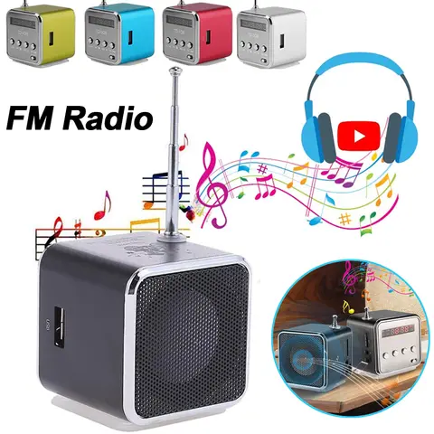 미니 FM 라디오 USB 충전식 휴대용 라디오 디지털 FM 라디오 수신기 LCD 디스플레이 스테레오 스피커 지원 SD/TF 카드