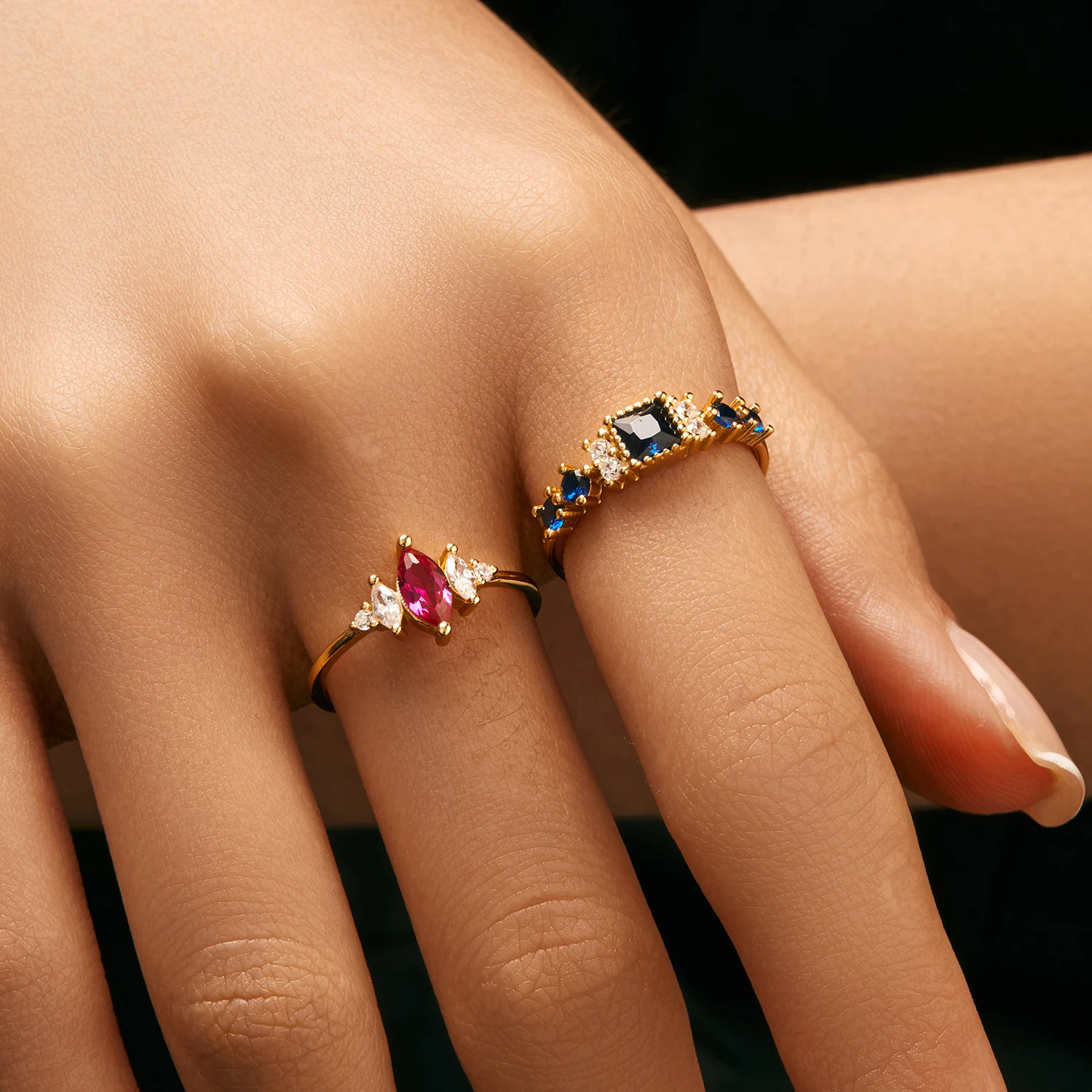 Women's 925 Sterling Silver Rainbow CZ Vintage Stackable Ring