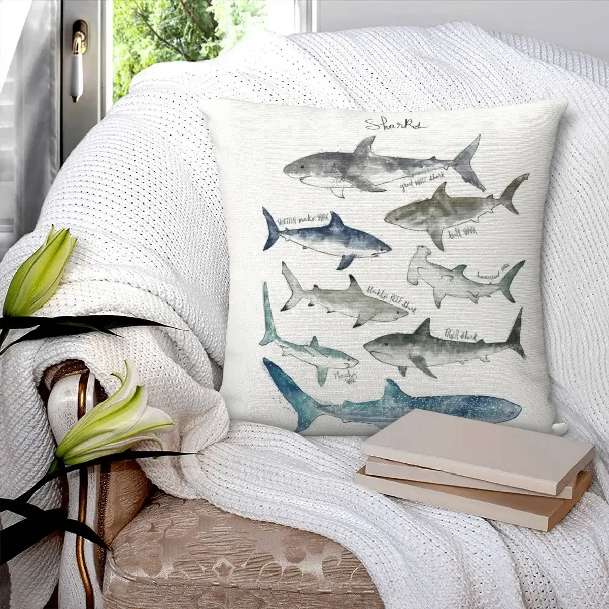 Sharks Pillowcase Polyester Pillows Cover Cushion Comfort Throw Pillow Sofa Decorative Cushions Used for Home Bedroom Sofa