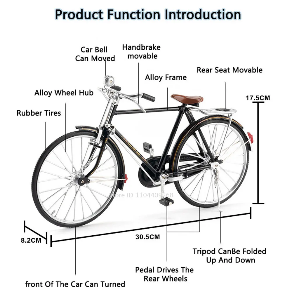 1:6 rétro vieux temps vélo moulé sous pression alliage modèle jouet voiture directionnable avant fin Simulation vélos modèles Collection garçons cadeaux jouets
